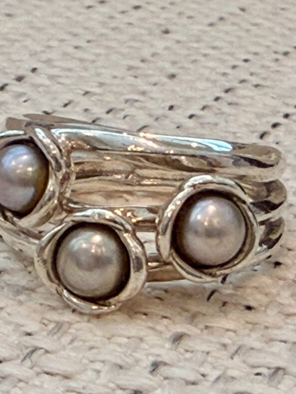 Vintage Pandora Three Wishes Pearl Ring - Size 6 - Picture 2 of 5